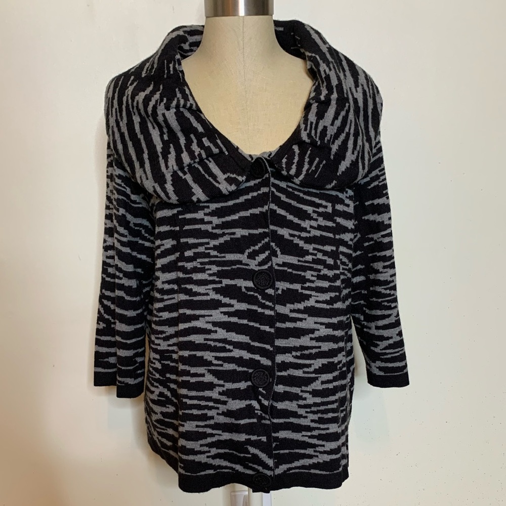 Belk Animal Print 3/4 Sleeve Sweater Jacket